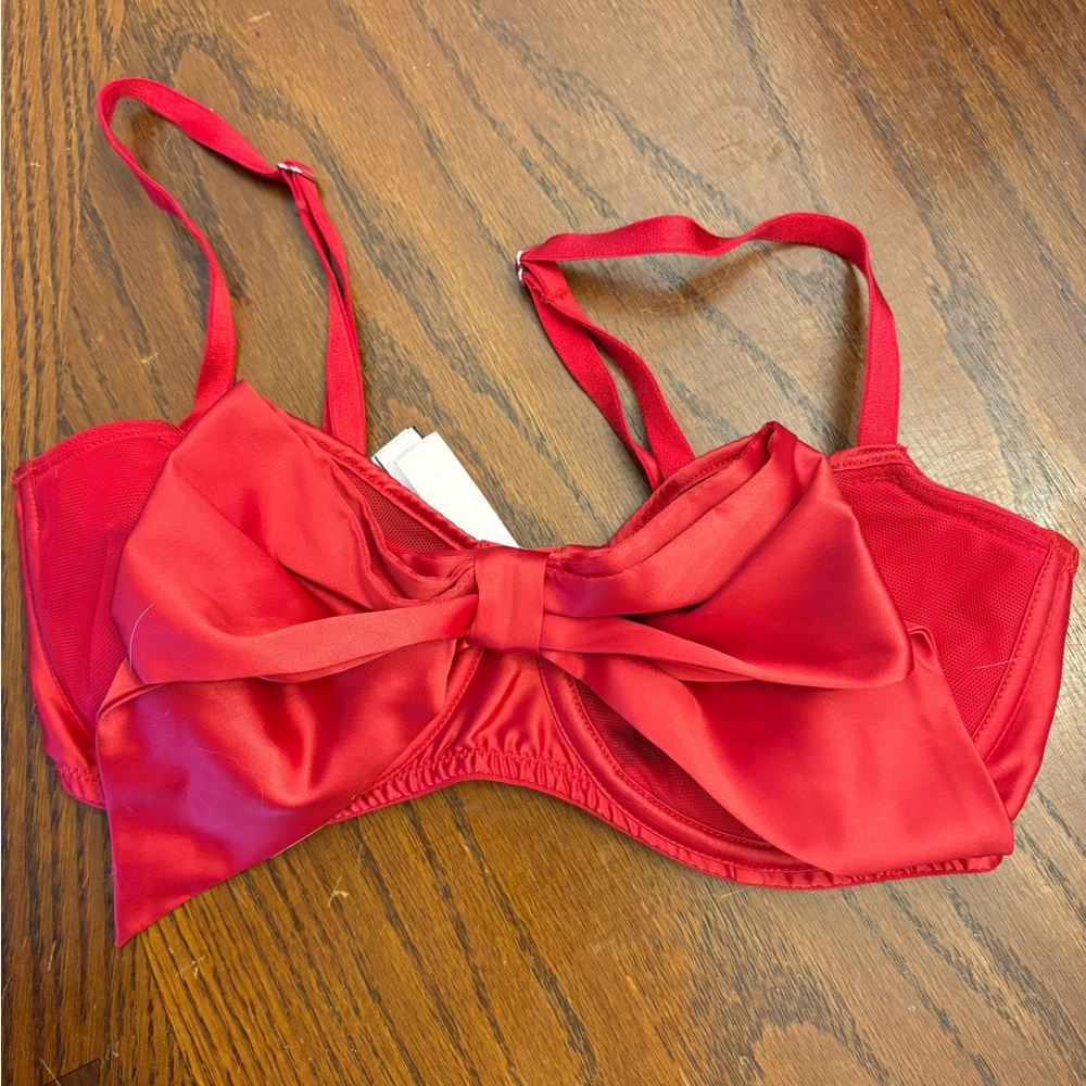 Victoria's Secret Red Satin Bow Bralette